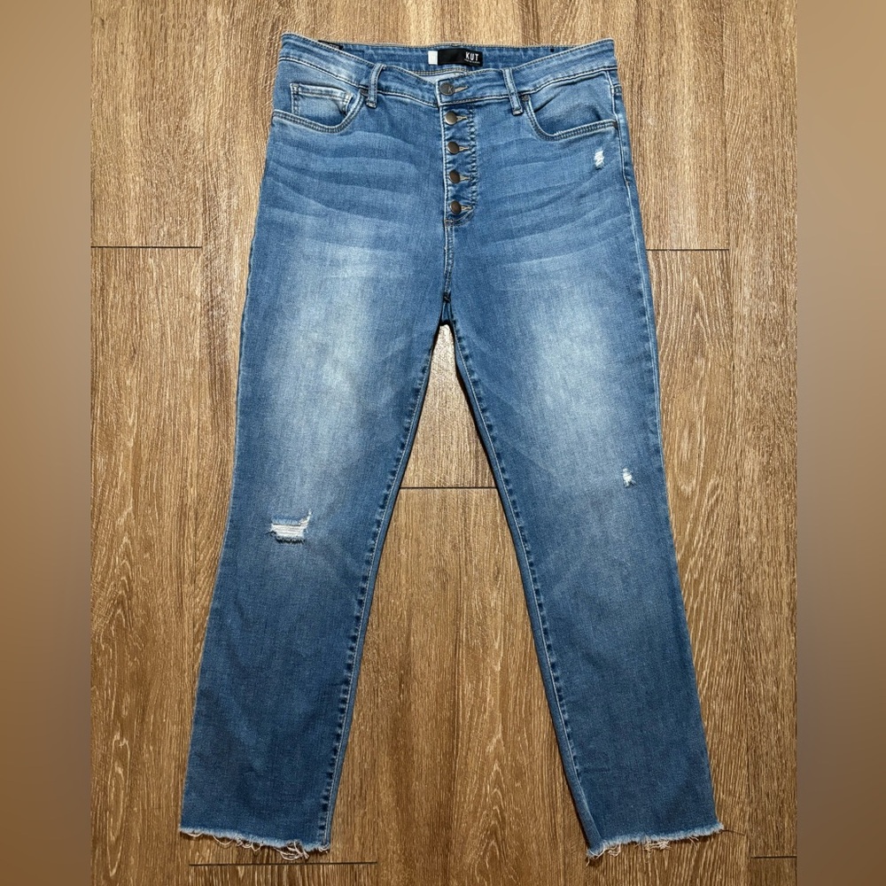 Kut from the Kloth Jeans Women’s Size 12 Reese Fab Ab Straight Leg High Rise - Picture 2 of 10